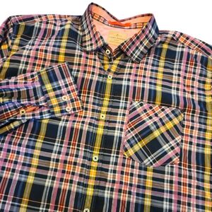 Tommy Bahama Men's Long‎ Sleeve Plaid Cotton Pink & Navy Button-down Size XXL